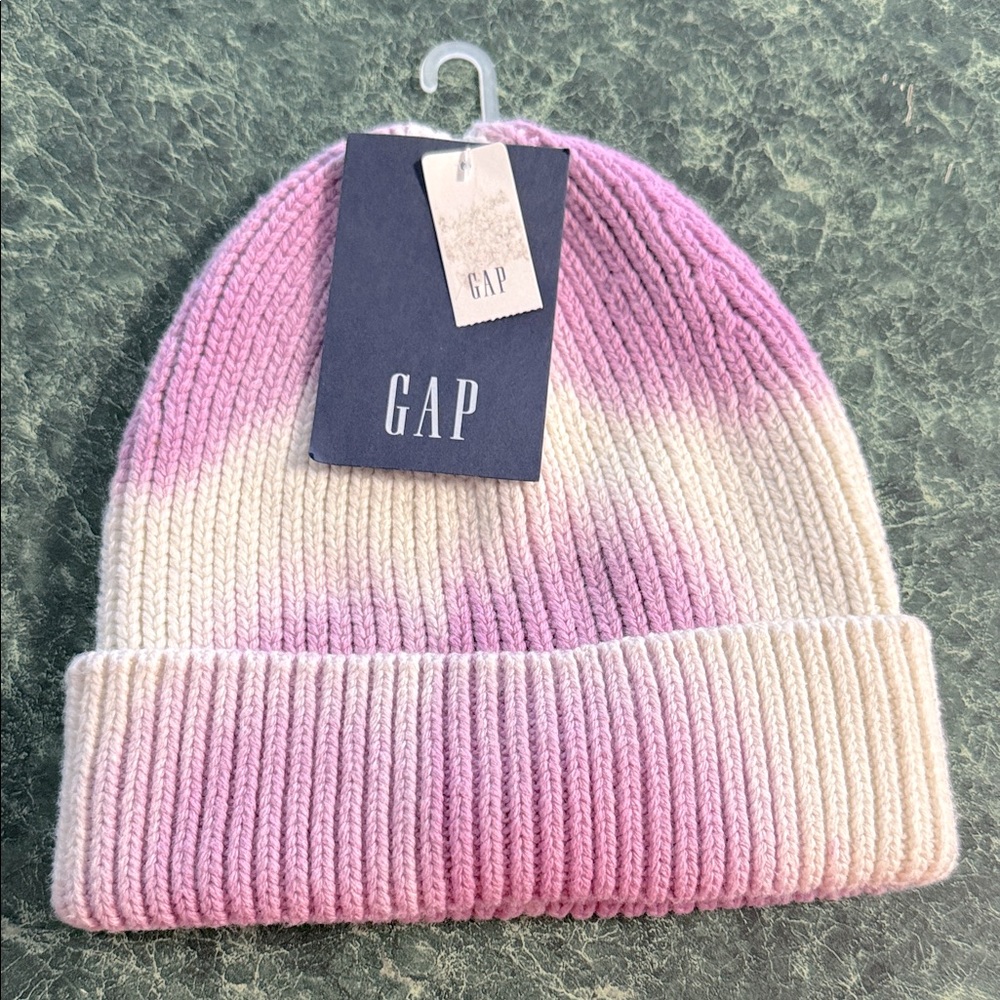 GAP Purple and Cream Knit Hat Tie dye style Adult one size